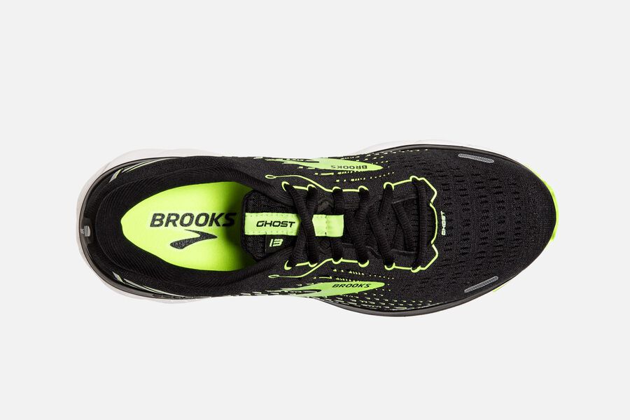 Ghost 13 Road Brooks Running Shoes NZ Mens - Black/Green - HQFRPM-362